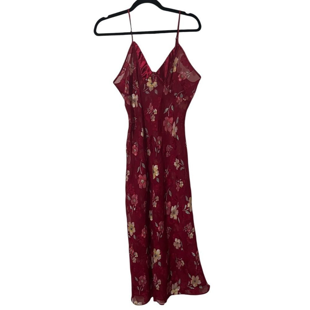 Vintage floral slip dress, adjustable spaghetti strap, size large